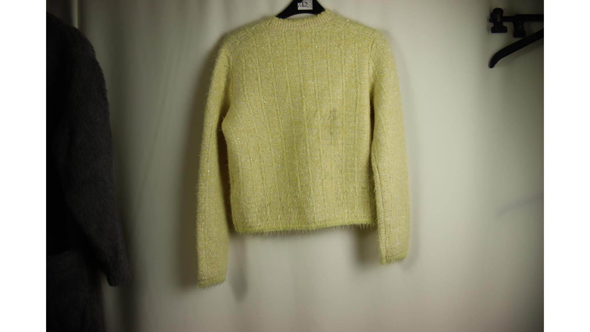 Maje Jaune Cropped Cotton Blend Jacket, Yellow, Size 1. Some Marks On Back - Image 2 of 7