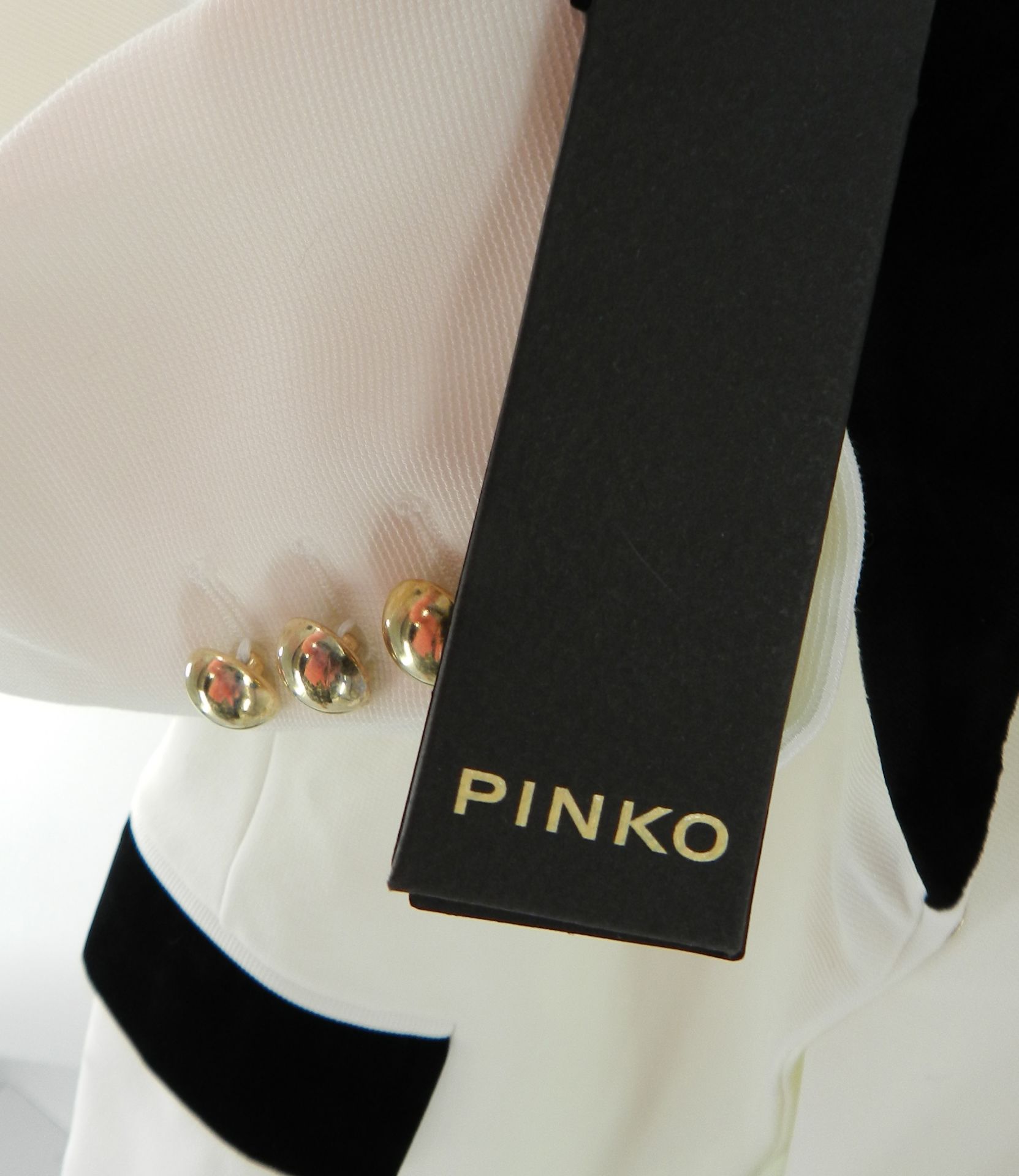 Pinko Women's Jacket, Double-Breasted Buttons Zip White, Size 42 - Image 5 of 6