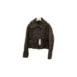 Luisa Cerano Women's Tweed Jacket with Faux Fur Collar, Dark Grey/Dark Blue/Dark Red, UK 12