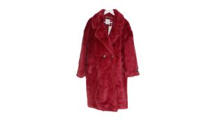 Rino & Pelle Women's Kiora Long Double Breasted Faux Fur Coat, Anemone, Size 40