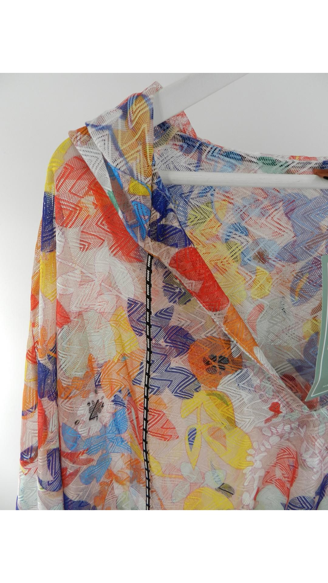 Missoni Zigzag Floral-Print Crochet Knit Kaftan, Size S - Image 3 of 5