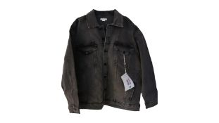 Good American Women's Oversized Denim Jacket, Faded Black, Size 3/4
