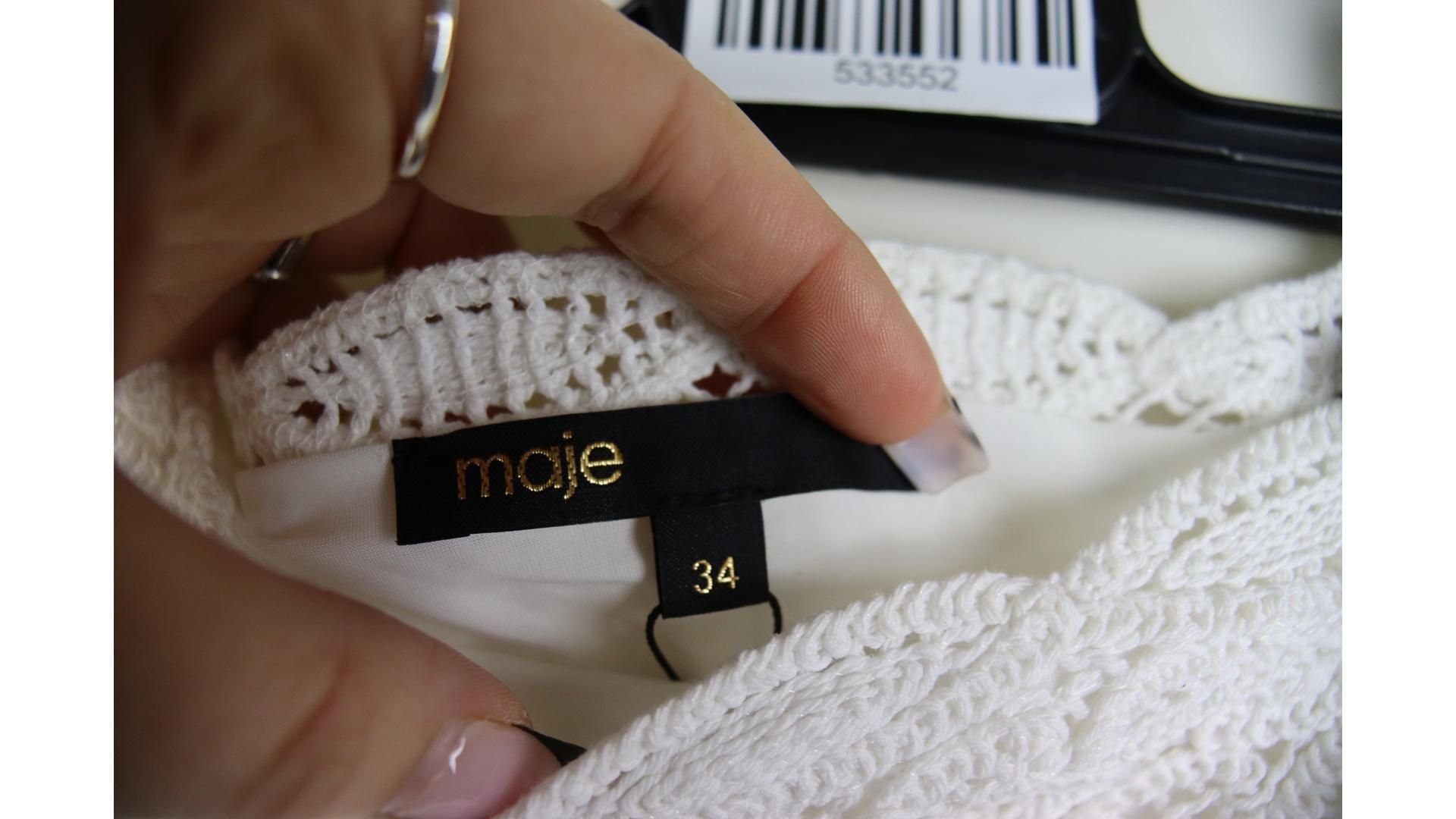 Maje 223 Jarkety Knitted Skirt, White, Size T34 - Image 3 of 3