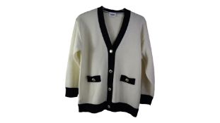 Claudie Pierlot Contrasting Borders Knitted Cardigan, Black/White, Size T1