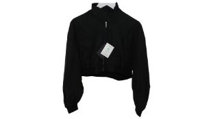 Prada Cropped Bomber Jacket, Black, Size 42