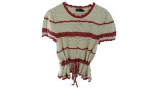 Polo Ralph Lauren Short Sleeved Knitted Top, White/Red, Size M