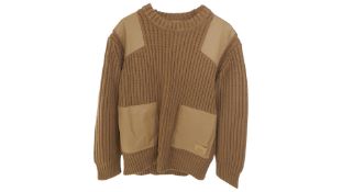 Burberry Women's Contrast Panel Cashmere Sweater, Camel, Size L