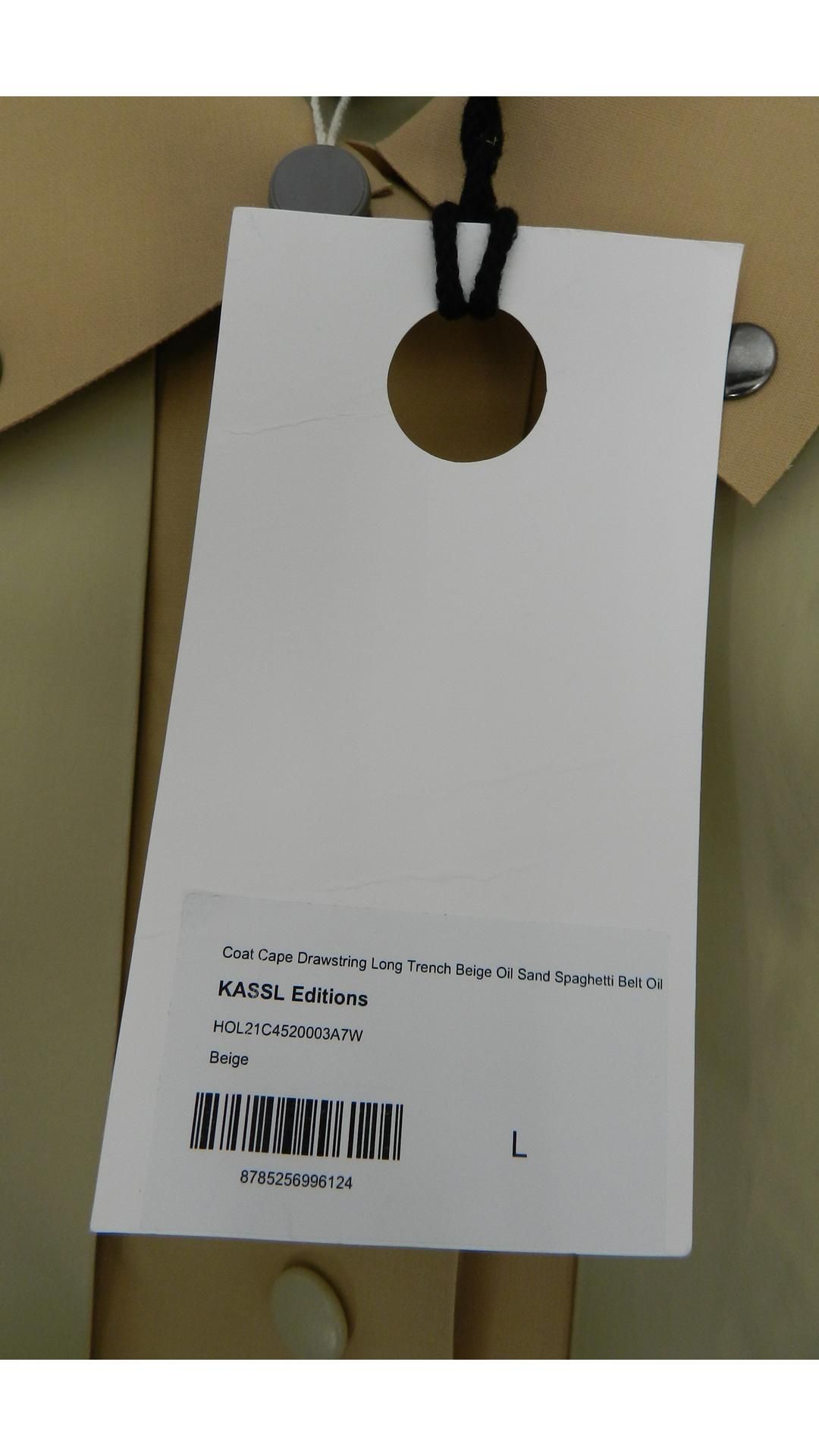 Kassel Editions Cape Drawstring Long Trench Coat, Beige/Sand, Size L - Image 3 of 4