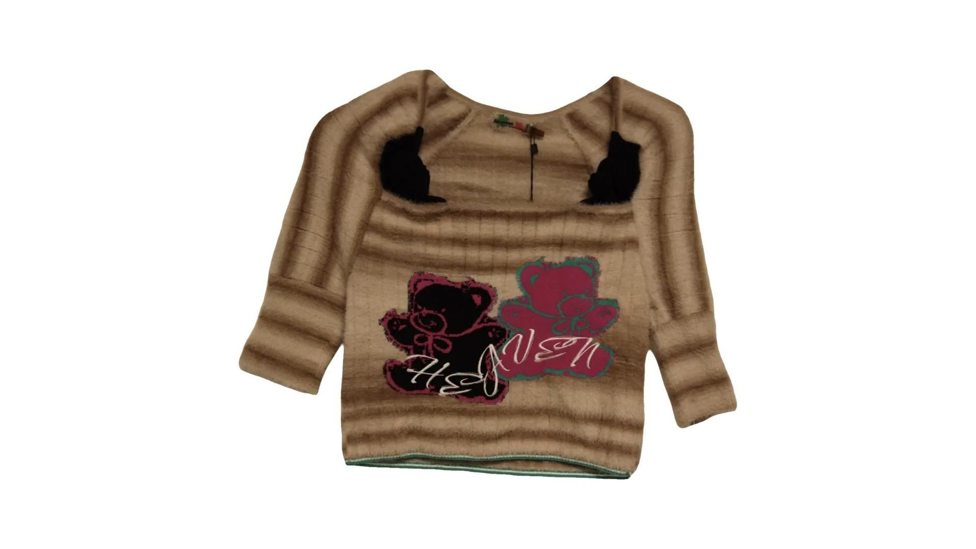 Marc Jacobs Heaven Women's Kiko Kostadinov Twin Bead Short Sleeve Sweater, Light Brown/Multi, Size L