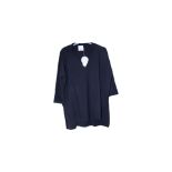 Allude Women's 100% Virgin Wool V-neck Sweater, Dark Blue, Size L