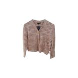 Maje Tweed-Style Check Knit Cardigan, Pink, Size 2