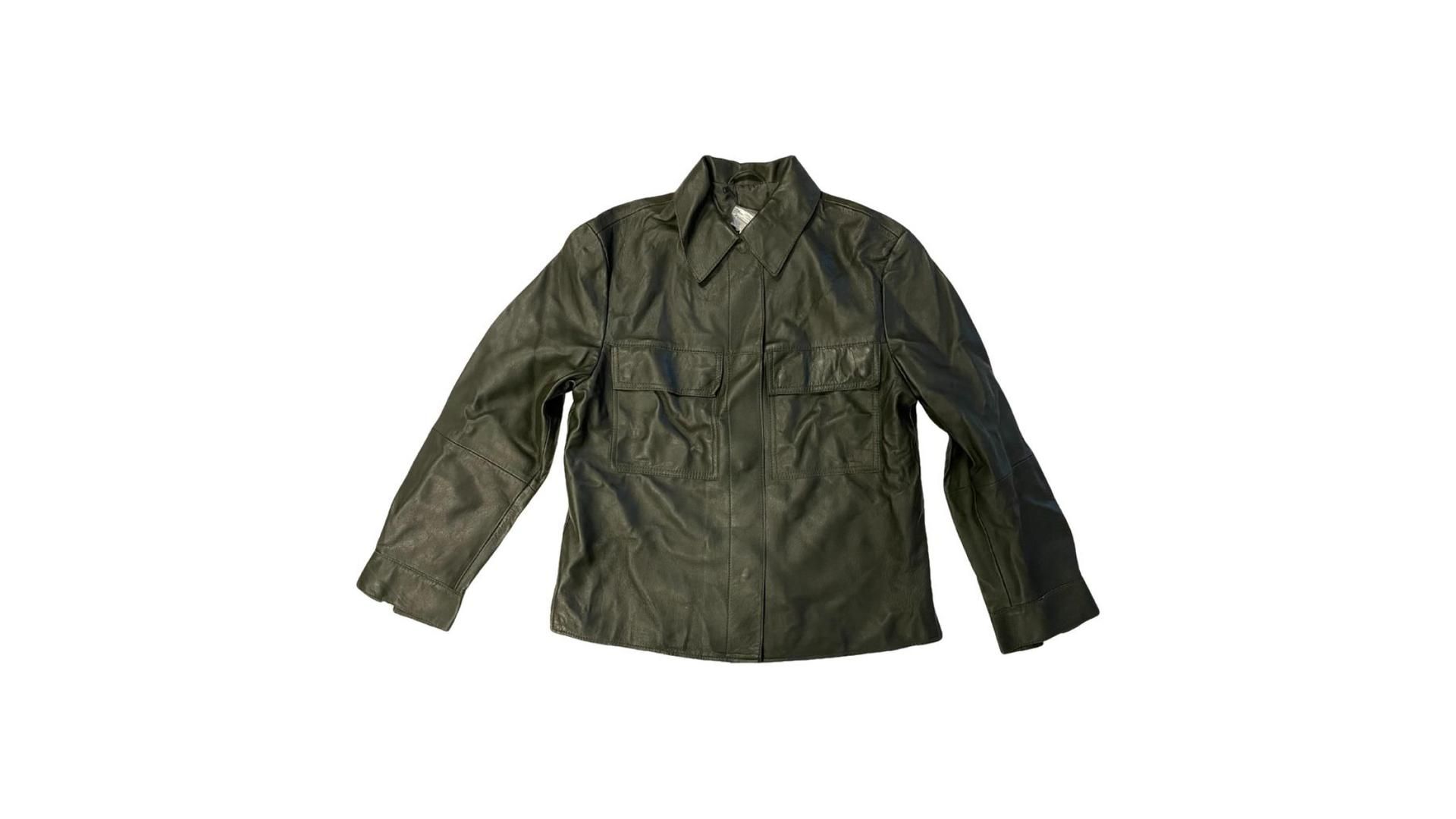 Max Mara Women's Weekend Déclassé Leather Jacket, Kaki, UK 4