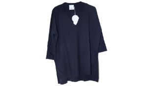 Allude Women's 100% Virgin Wool V-neck Sweater, Dark Blue, Size M