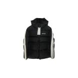 Palm Angels Waist Belt Quilted Down Jacket, Black/Off White, Size XS