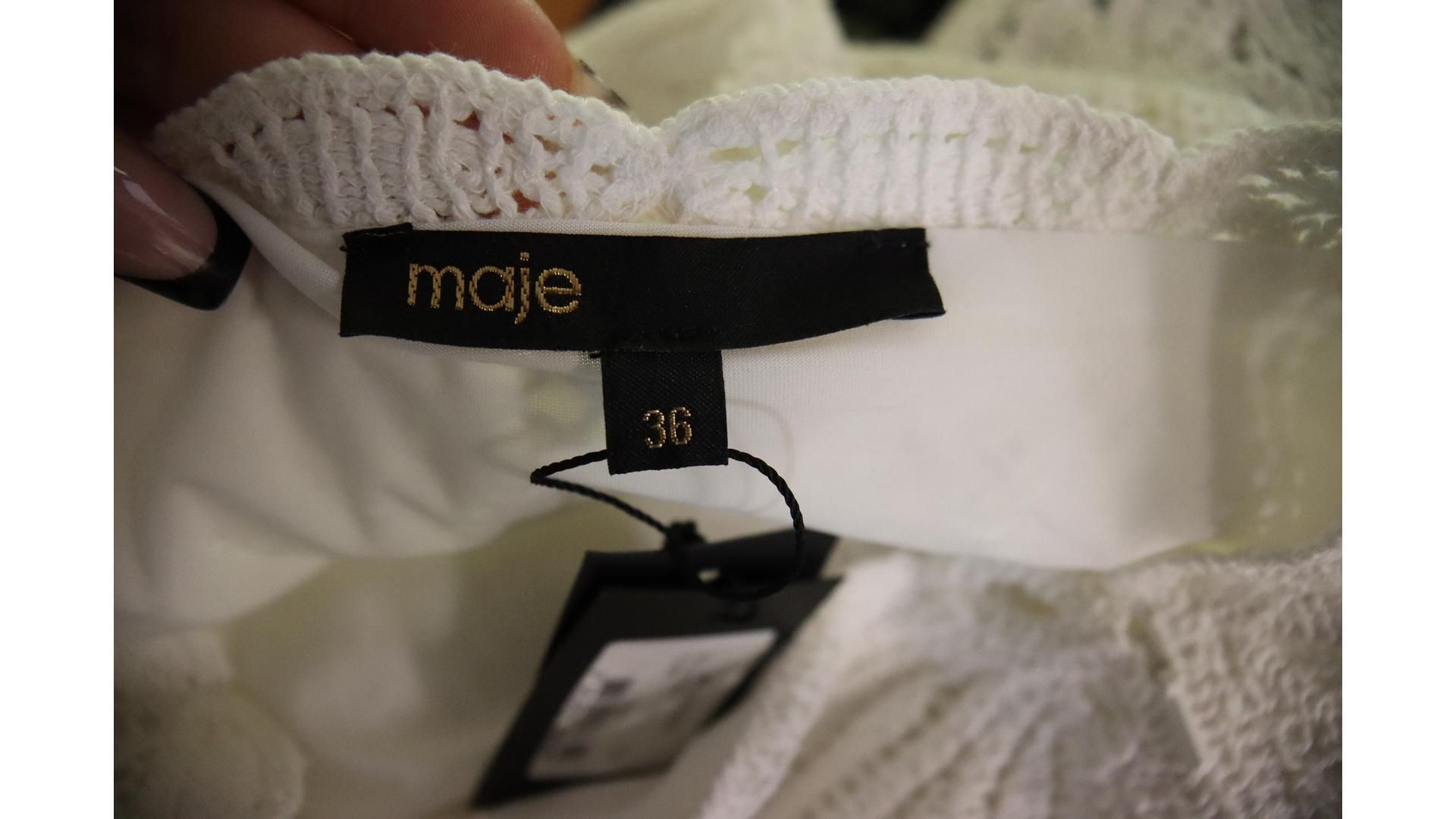 Maje 223 Jarkety Knitted Skirt, White, Size T36 - Image 4 of 4