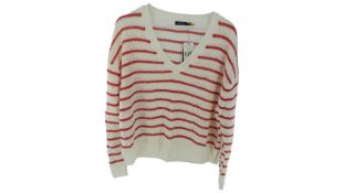 Polo Ralph Lauren Striped Linen V-Neck Jumper, Large