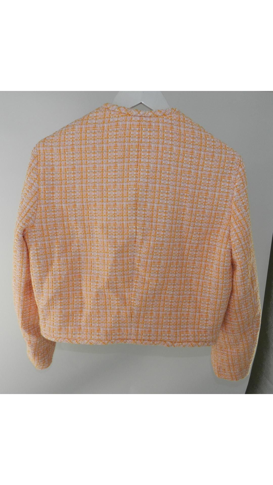 Maje Cropped Tweed Jacket, Pink/Orange, EU 38 - Image 2 of 5