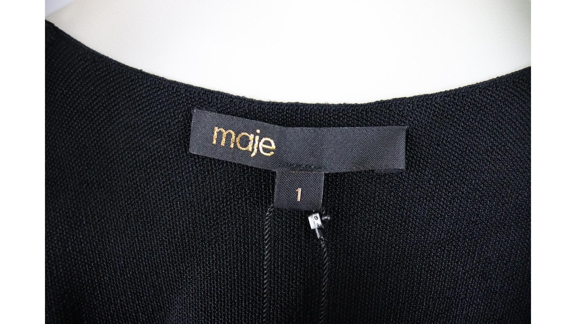 Maje Morrison Sleeveless Chain Strap Halter-Neck Stretch-Knit Top, Black, Size 1 - Image 5 of 5