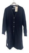 Thom Browne Women's Drawcord Waist Long V Neck Cardigan In Interlock, Navy, Size 48, UK 16