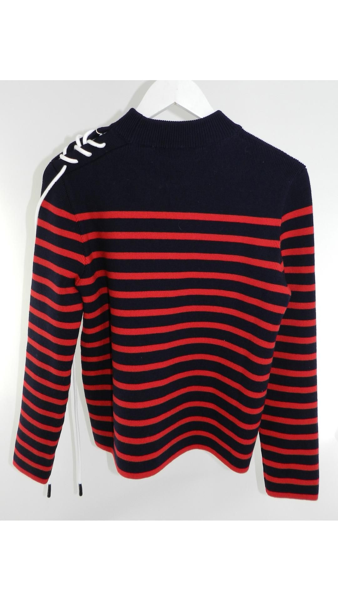Palm Angels Women's Stripes Fitted Sweater, Navy/Blue/Red, Size XL - Image 2 of 4