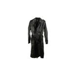 Muuba Cassie Casual Mid Length Leather Trench Coat, Black, UK 8