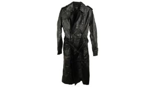 Muuba Cassie Casual Mid Length Leather Trench Coat, Black, UK 8