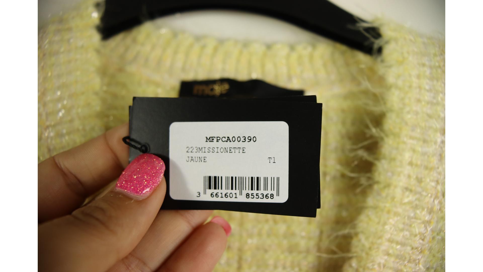 Maje Jaune Cropped Cotton Blend Jacket, Yellow, Size 1. Some Marks On Back - Image 3 of 7