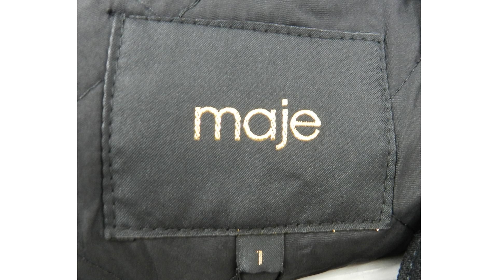 Maje Women's Multicolor Animal Print Fleece Denim Jacket, Black, Size 1 - Image 3 of 4