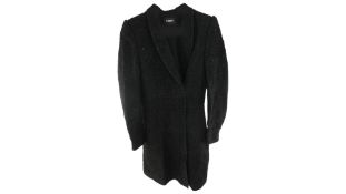 The Kooples Women's All Black Tweed Jacket, Black, UK Size 6
