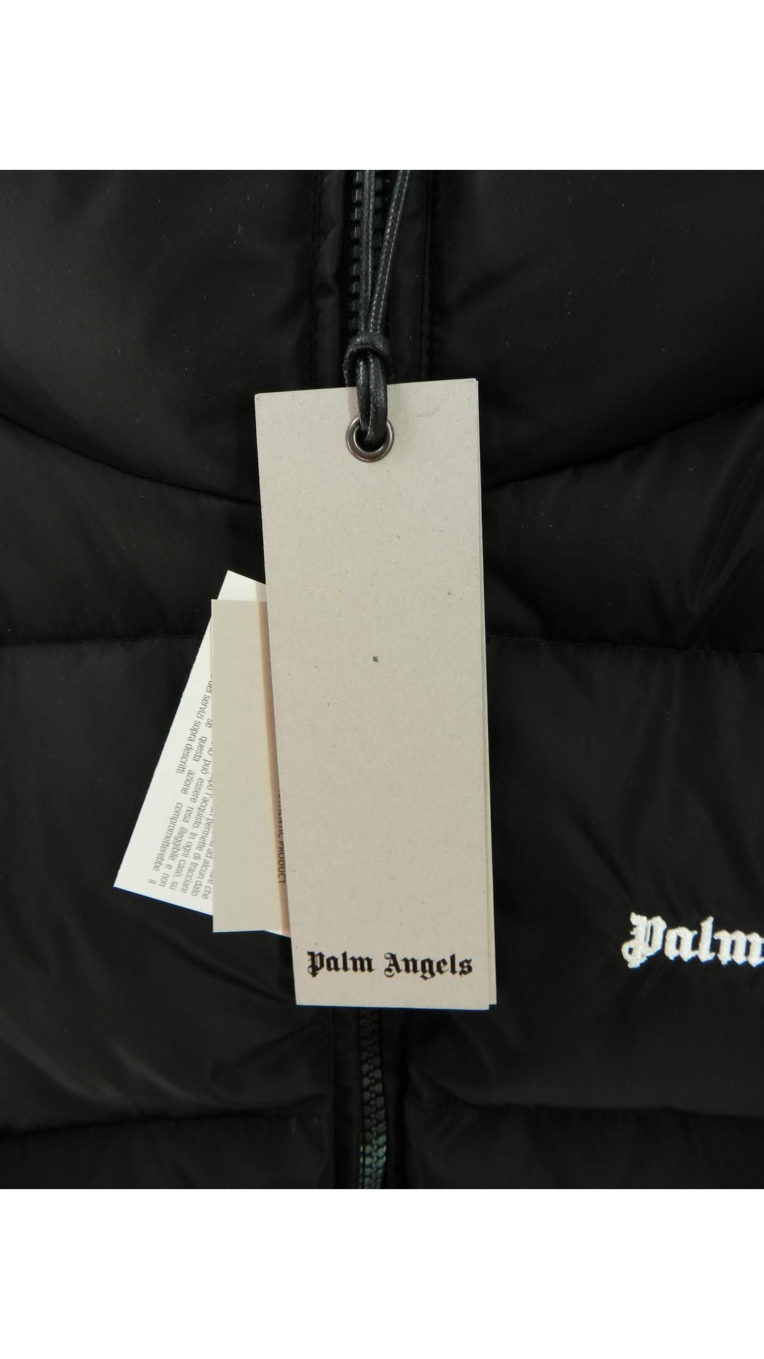Palm Angels Waist Belt Quilted Down Jacket, Black/Off White, Size XS - Image 5 of 5
