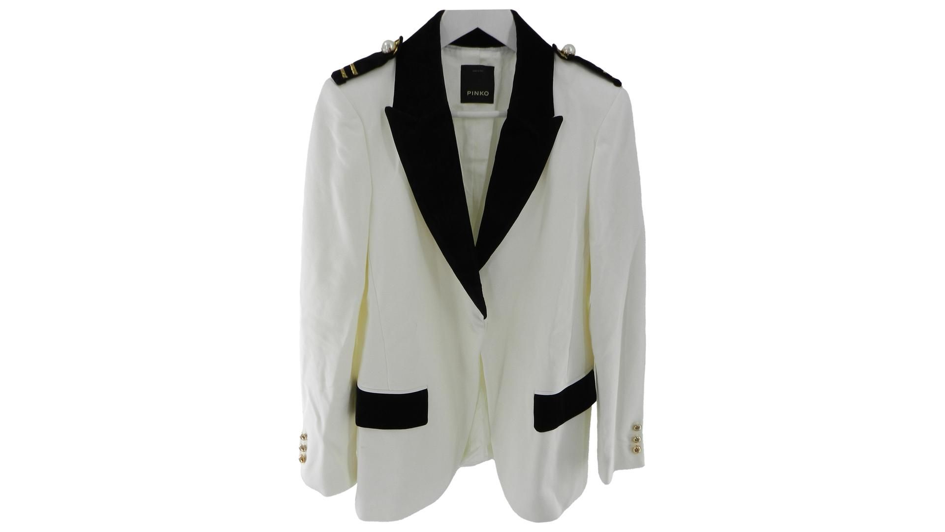 Pinko Women's Jacket, Double-Breasted Buttons Zip White, Size 42