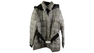Rino & Pelle Long Padded Coat, Black Checked, Size 42