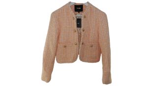 Maje Cropped Tweed Jacket, Pink/Orange, EU 38