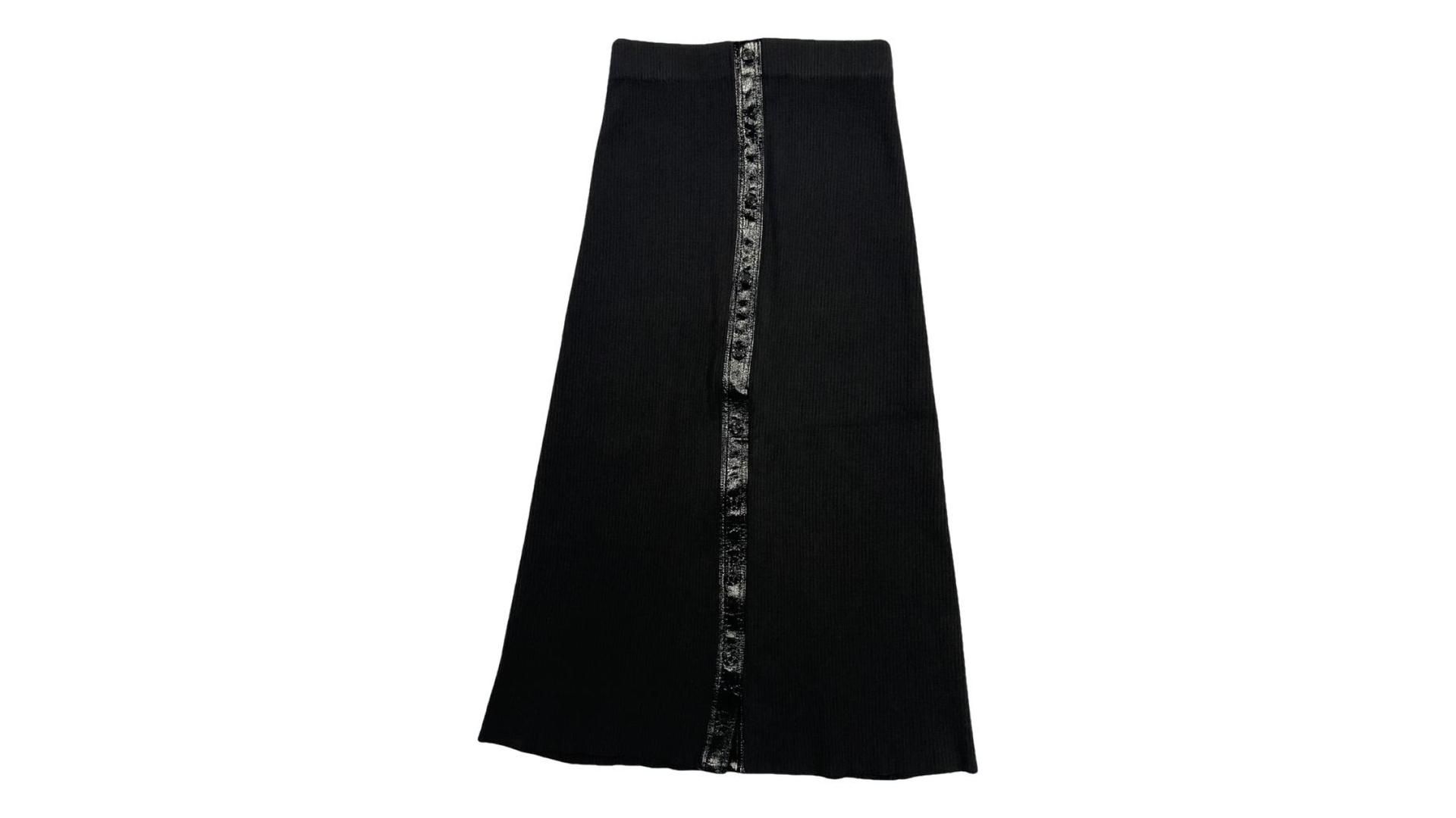 Maje Ribbed-Knit Midi Skirt, Black, Size FR 36