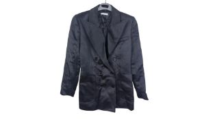 Bella Freud Six Button Blazer, Black Satin, Size 8. No tags