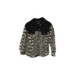 Maje Women's Multicolor Animal Print Fleece Denim Jacket, Black, Size 1