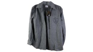 Burberry Wool Embroidered Logo Shirt, Light Grey Melange, Size EU 36