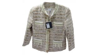 Liu Jo Women's Boucle Jacket, Gold/Cream, Size 12