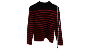 Palm Angels Women's Stripes Fitted Sweater, Navy/Blue/Red, Size XL