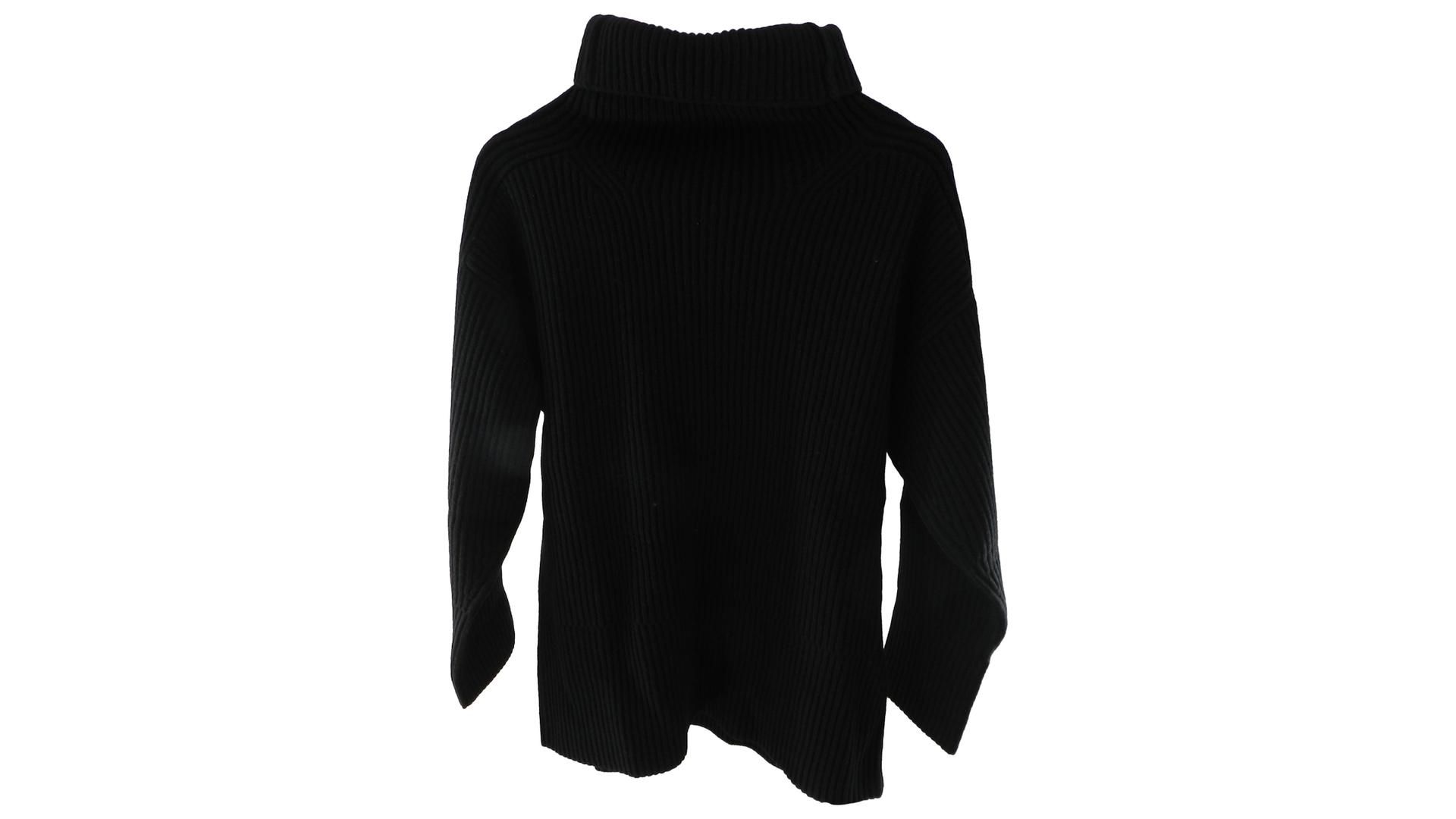 Joseph High-Neck Ribbed-Knit Wool Sweater, Black, Size XS