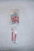 Four Sabre Bistrot Knife and Fork Sets to include 4x Forks, 4x Knives, All Red. OVER 18's ONLY