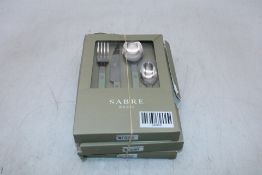 Three Sabre Bistro Solid Cutlery Sets, 4 Pieces, Asparagus. Box damaged. OVER 18's ONLY