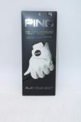 Six Ping Tour Men's Left Hand Golf Gloves, White, Size S