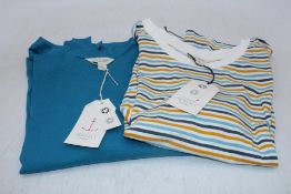 Two Seasalt Copseland T-Shirts to include 1x Strip T-Shirt, Multi, UK 20, 1x Dark Briney, UK 18