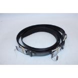 Three Monti London Leather Belts, 1x Grey, Size 1155cm/44'', 2x Burgundy, Size 1x 110cm/42'', 1x 105