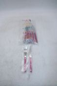 Four Sabre Bistrot Knife and Fork Sets to include 4x Forks, 4x Knives, All Fushsia. OVER 18's ONLY