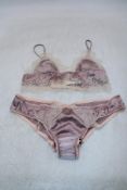 Elma Lingerie Ophelia Set to include 1x Bra, UK 8/10, Briefs UK 12-14, All Rose Pink