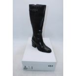 Clarks Mascarpone 2 Up Black Leather Boots, UK 7