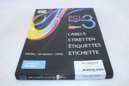PCL3 Digital Antique White Laid Labels, 40mm Diagonal, PCL3-AWLDBS40, 1 Label Per Sheet. Box damaged