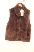 Rino & Pelle Lison Short Faux Fur Waist Coat, Chocolate Bean, Size UK 8